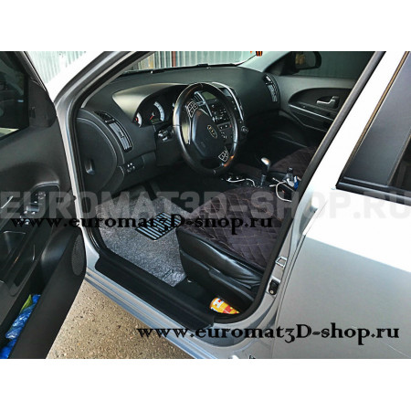 Текстильные 3D коврики Euromat3D Lux в салон для Kia Ceed (2006-2012) № EM3D-002722G Серые