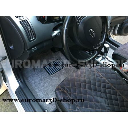 Текстильные 3D коврики Euromat3D Lux в салон для Kia Ceed (2006-2012) № EM3D-002722G Серые