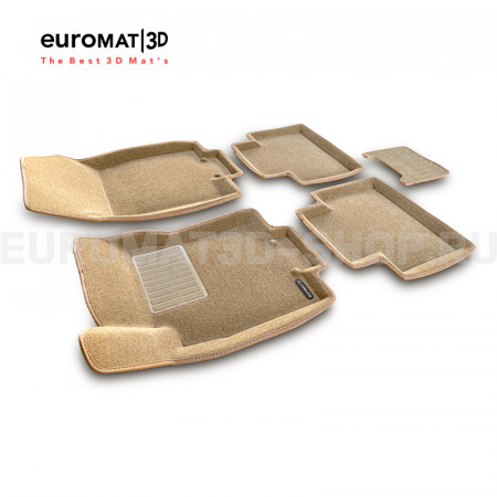 Текстильные 3D коврики Euromat3D Business в салон для Nissan X-Trail (T32) (2015-2020) № EMC3D-003724T Бежевые