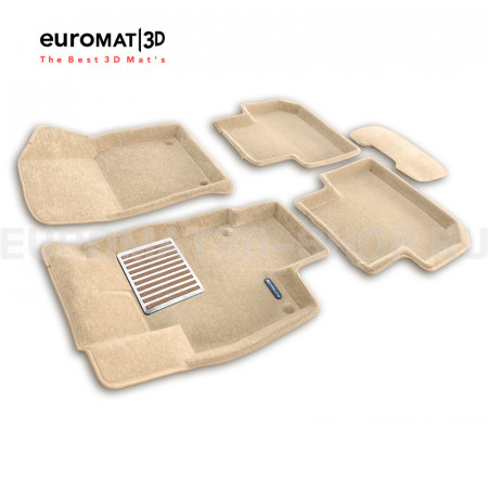 Текстильные 3D коврики Euromat3D Lux в салон для Volkswagen Tiguan (2017-2024) (Укороченная) № EM3D-005420T Бежевые