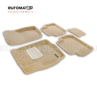 Текстильные 3D коврики Euromat3D Lux в салон для Peugeot 4007 № EM3D-003609T Бежевые