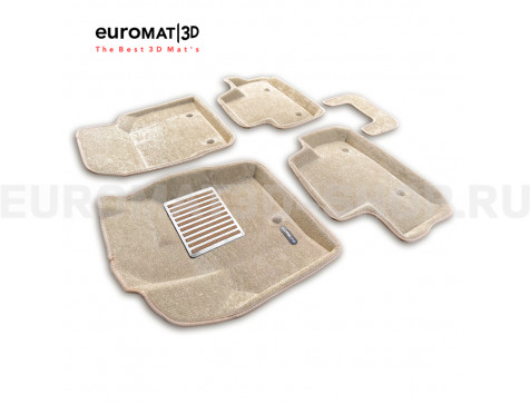 Текстильные 3D коврики Euromat3D Lux в салон для Land Rover Freelander II (2006-2014) № EM3D-003101T Бежевые